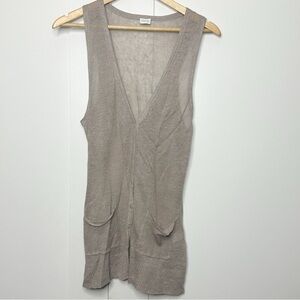 Poetry 100% linen Knit Sweater Vest 8 medium Pockets tan lagenlook lightweight